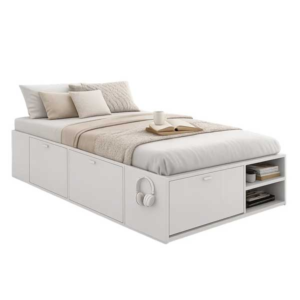 Cama 1 Plaza con Zapatera y Cajones Beige
