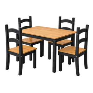Juego de Comedor JM-4 Mesa + 4 Sillas de Madera Maciza